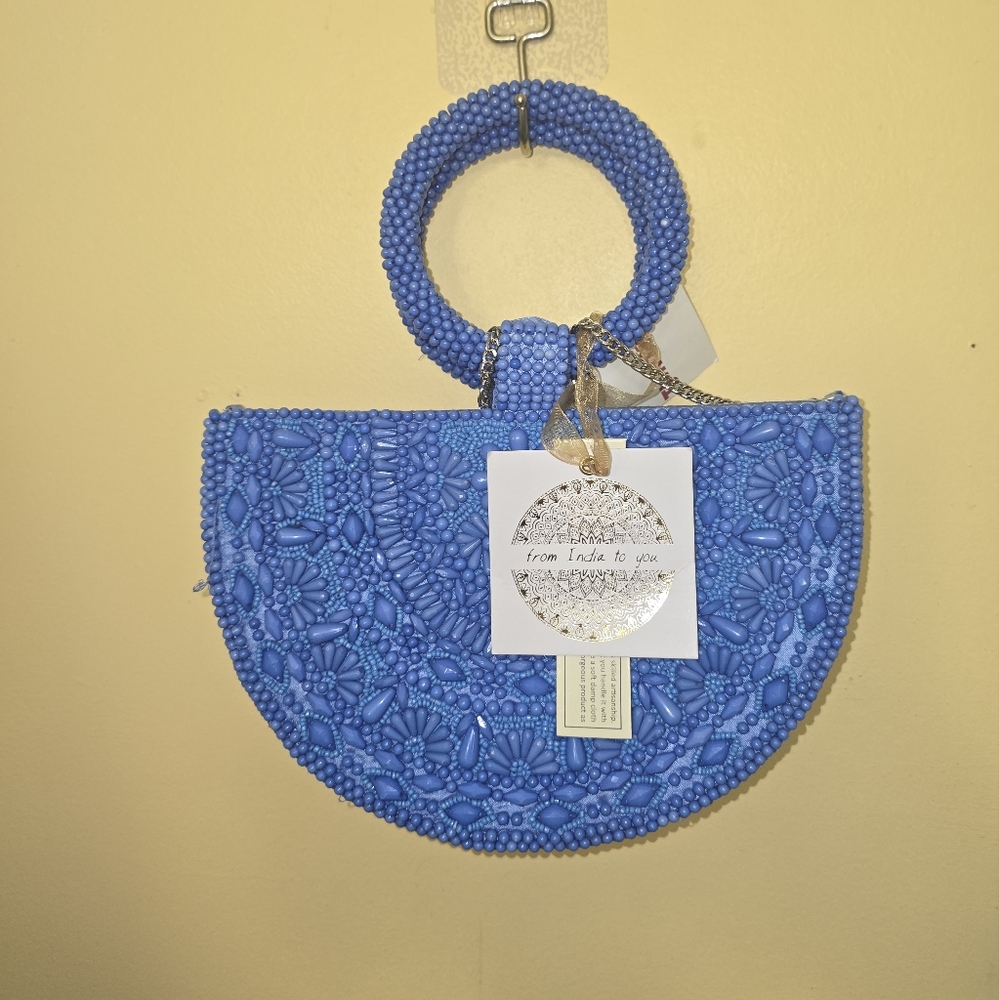 Blue Beaded Women's Handbag